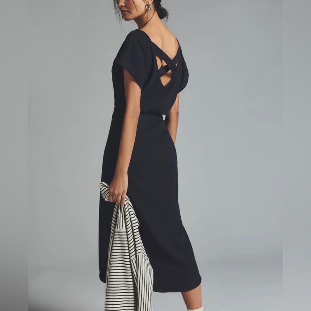 Anthropologie Daily Practice Ribbed Jersey Crisscross MIDI dress size XLP